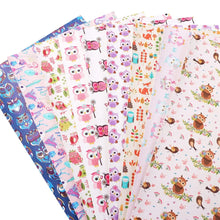 Load image into Gallery viewer, Hooting Vegan Leather Set – Cute 9 Piece set Owl Pattern Faux Leather Sheets for Crafting