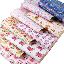 Load image into Gallery viewer, Hooting Vegan Leather Set – Cute 9 Piece set Owl Pattern Faux Leather Sheets for Crafting