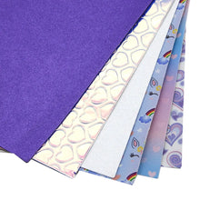 Load image into Gallery viewer, Purple Hearts & Unicorns Vegan Leather 6-Piece Set – Thematic Craft Material