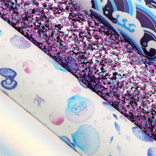 Load image into Gallery viewer, Shells & Waves Vegan Leather 6 pc Set – Ocean-Inspired Faux Leather Sheets for Crafting