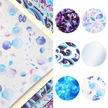 Load image into Gallery viewer, Shells & Waves Vegan Leather 6 pc Set – Ocean-Inspired Faux Leather Sheets for Crafting