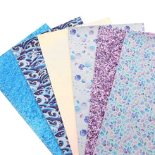 Load image into Gallery viewer, Shells & Waves Vegan Leather 6 pc Set – Ocean-Inspired Faux Leather Sheets for Crafting