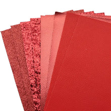 Load image into Gallery viewer, Radiantly Red Vegan Leather 8-Piece Set – Vibrant Craft Material