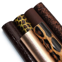 Load image into Gallery viewer, Sophisticated Shiny Animal Print Vegan Leather 6-Piece Set – Elegant Craft Material