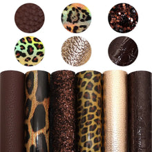 Load image into Gallery viewer, Sophisticated Shiny Animal Print Vegan Leather 6-Piece Set – Elegant Craft Material