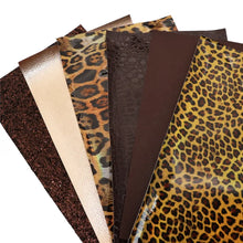 Load image into Gallery viewer, Sophisticated Shiny Animal Print Vegan Leather 6-Piece Set – Elegant Craft Material