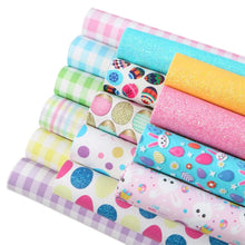 Load image into Gallery viewer, Bunnies & Eggs A5 Vegan Leather 15-Piece Set – Festive Craft Material