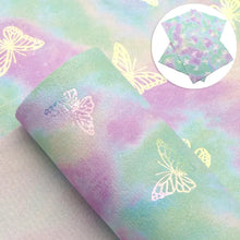 Load image into Gallery viewer, Gold Foil Butterfly Vegan Leather Sheet – 3 Metallic Color Options for Crafts & Accessories