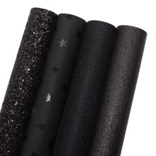 Load image into Gallery viewer, Black Beauty Vegan Leather 4-Piece Set – Sophisticated Craft Material