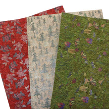 Load image into Gallery viewer, Forest Cork Vegan Leather – 3 Piece Set of Natural Textured Sheets for Crafts & Accessories
