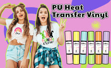 Load image into Gallery viewer, PU Heat Transfer Vinyl – 15 Vibrant Colors Available | Soft, Durable Iron-On Vinyl for Fabrics