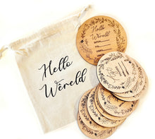 Load image into Gallery viewer, Wooden Milestone Set – Bilingual (Afrikaans or English) | Baby Keepsake & Gift