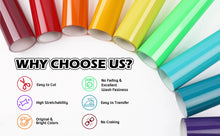 Load image into Gallery viewer, PU Heat Transfer Vinyl – 15 Vibrant Colors Available | Soft, Durable Iron-On Vinyl for Fabrics