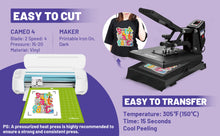 Load image into Gallery viewer, Inkjet Heat Transfer Paper – For Dark & Light Fabrics | 4 Color Variants for Vibrant Custom Designs