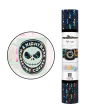 Load image into Gallery viewer, Holographic Glass Flower Adhesive Vinyl – Black with Iridescent Shine