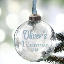 Load image into Gallery viewer, Personalized Christmas Baubles – Set of 4 Clear Ornaments with Festive Fillings