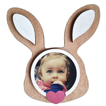Load image into Gallery viewer, Handmade Wooden Bunny Photo Frame with Magnets – Assembled or DIY Kit