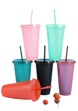 Load image into Gallery viewer, Glitter Detail Drinking Cup Tumbler – 700ml Reusable Cup with Straw