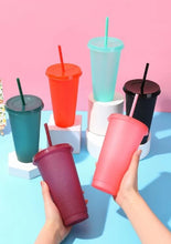 Load image into Gallery viewer, Glitter Detail Drinking Cup Tumbler – 700ml Reusable Cup with Straw