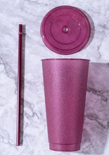 Load image into Gallery viewer, Glitter Detail Drinking Cup Tumbler – 700ml Reusable Cup with Straw
