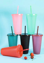 Load image into Gallery viewer, Glitter Detail Drinking Cup Tumbler – 700ml Reusable Cup with Straw