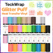 Load image into Gallery viewer, Glitter Puff Heat Transfer Vinyl – Dimensional Iron-On Vinyl in 10 Colours