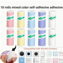 Load image into Gallery viewer, Self-Adhesive Color Thermal Printing Paper – Pack of 10 Mini Rolls for Instant Printing