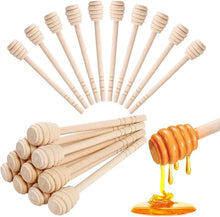 Load image into Gallery viewer, Wooden Honey Dipper Sticks – Set of 6 Classic Grooved Design for Honey Serving & Gifting