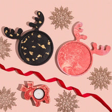 Load image into Gallery viewer, Handmade Eco Resin Reindeer Round Christmas Tray – Customizable Decor Plate