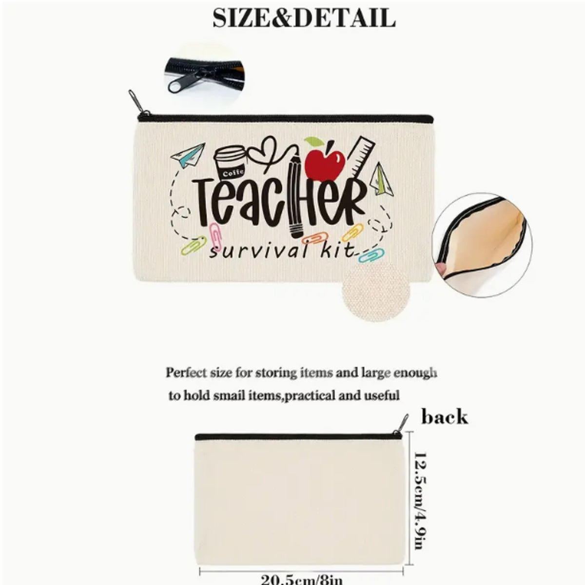 Teacher of Tiny Humans Canvas Pencil & Makeup Bag – Versatile Pouch ...