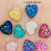 Load image into Gallery viewer, Glittering Hearts Flatbacks – Set of 10 Sparkly Embellishments for Romantic & Fun Crafts