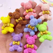 Load image into Gallery viewer, Rose Textured Bear Flatbacks – Set of 5 Adorable Floral Bears for Craft Embellishing