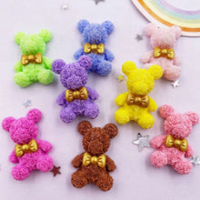 Load image into Gallery viewer, Rose Textured Bear Flatbacks – Set of 5 Adorable Floral Bears for Craft Embellishing