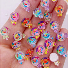 Load image into Gallery viewer, Candy Spirals Flatbacks – Set of 7 Sweet Swirl Embellishments for Fun Crafts