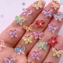 Load image into Gallery viewer, Glitter Mini Butterflies Flatbacks – Set of 10 Sparkly Resin Embellishments for Crafts & DIY Projects