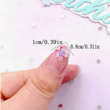 Load image into Gallery viewer, Glitter Mini Butterflies Flatbacks – Set of 10 Sparkly Resin Embellishments for Crafts & DIY Projects