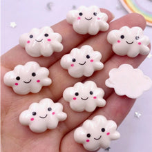 Load image into Gallery viewer, Cloudy Claud Cloud Flatbacks – Soft Set of 7 Charm Embellishments for Crafts & Decor
