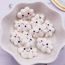 Load image into Gallery viewer, Cloudy Claud Cloud Flatbacks – Soft Set of 7 Charm Embellishments for Crafts & Decor