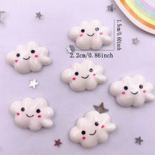 Load image into Gallery viewer, Cloudy Claud Cloud Flatbacks – Soft Set of 7 Charm Embellishments for Crafts & Decor