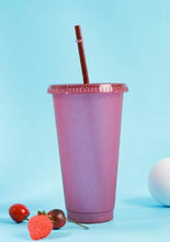 Load image into Gallery viewer, Glitter Detail Drinking Cup Tumbler – 700ml Reusable Cup with Straw