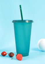 Load image into Gallery viewer, Glitter Detail Drinking Cup Tumbler – 700ml Reusable Cup with Straw