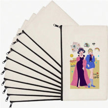 Load image into Gallery viewer, Sublimation Canvas Makeup Bags – Set of 5 Blank Zipper Pouches for DIY Personalization