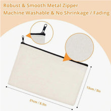 Load image into Gallery viewer, Sublimation Canvas Makeup Bags – Set of 5 Blank Zipper Pouches for DIY Personalization