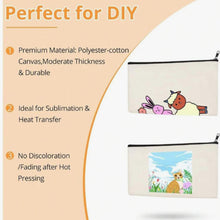 Load image into Gallery viewer, Sublimation Canvas Makeup Bags – Set of 5 Blank Zipper Pouches for DIY Personalization