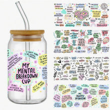 Load image into Gallery viewer, Mental Health Matters DTF Sticker Set of 5 – Uplifting Vinyl Decals for Tumblers, Journals & More
