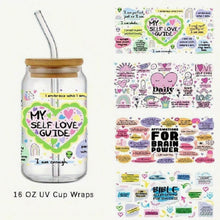Load image into Gallery viewer, Self Love Guide DTF Sticker Set of 4 – Positive Affirmation Decals for Drinkware & DIY Projects
