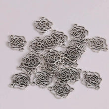 Load image into Gallery viewer, Silver Roses Pendant – Set of 9 Elegant Floral Charm for Jewelry & Craft Projects