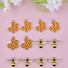 Load image into Gallery viewer, Bee & Hive Pendant Charm Set – Set of 10 Nature-Inspired Charms for Jewelry & DIY Crafts