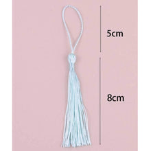 Load image into Gallery viewer, Mint Blue Bookmark Tassels – Set of 10 Soft Thread Tassels with Loop for DIY & Crafts