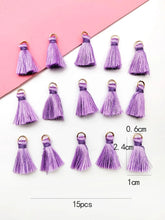Load image into Gallery viewer, Purple Mini Tassel Charms – Pack of 15 Dainty Jewelry & Craft Accents